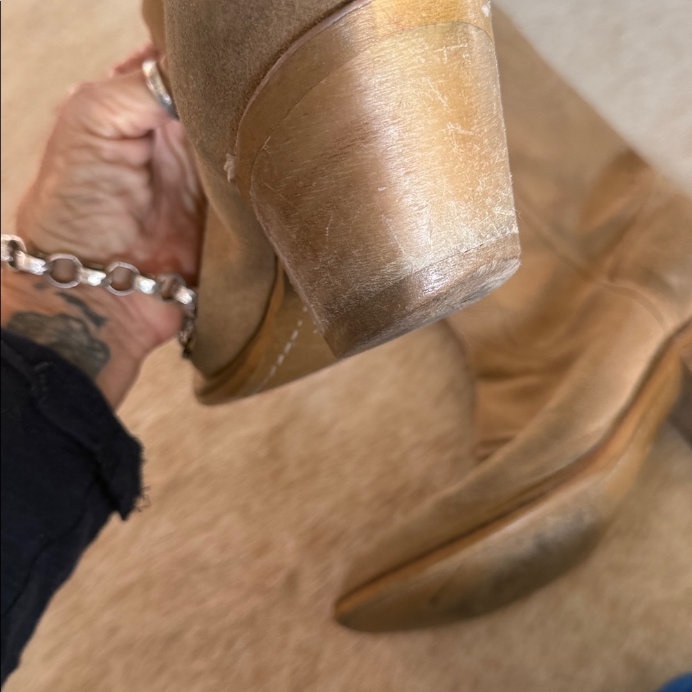 Tan Suede Western Boots authentic Texas made rustic and very comfortable - Picture 13 of 13
